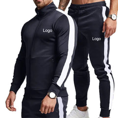 Colorblock Long-Sleeved Men's Sports Suit with Collar