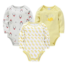 Long Sleeve Cotton Baby Bodysuit 3-Piece Set (1 Piece)