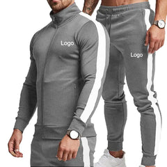 Colorblock Long-Sleeved Men's Sports Suit with Collar