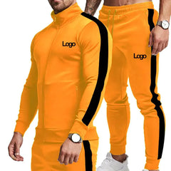 Colorblock Long-Sleeved Men's Sports Suit with Collar