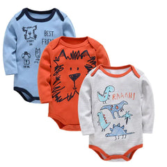 Long Sleeve Cotton Baby Bodysuit 3-Piece Set (1 Piece)
